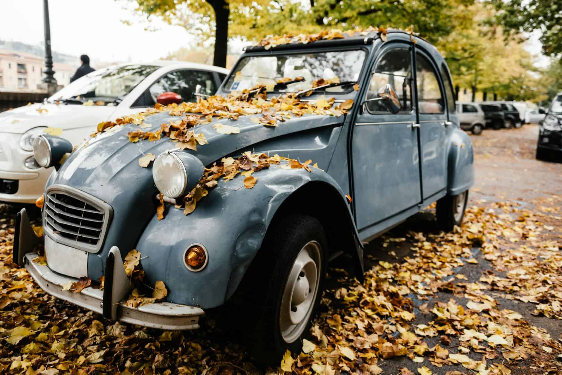 blue vintage car