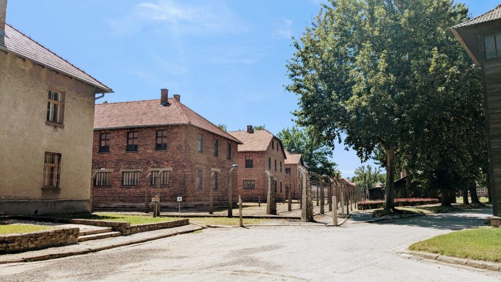 Historic site with buildings and trees