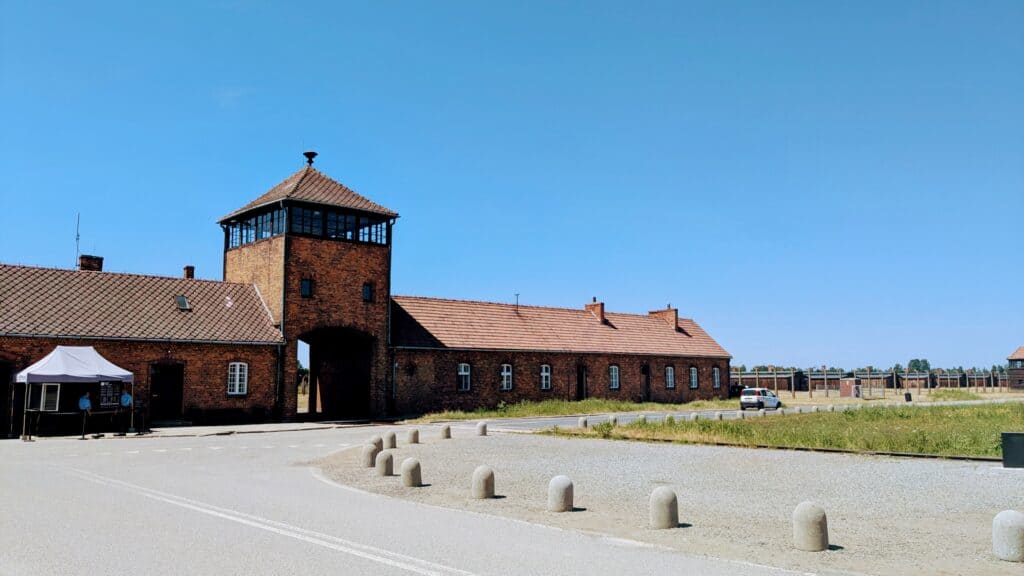 Historic site of Auschwitz concentration camp. It's possible to walk from here back to the station and visit Auschwitz from Kraków independently.